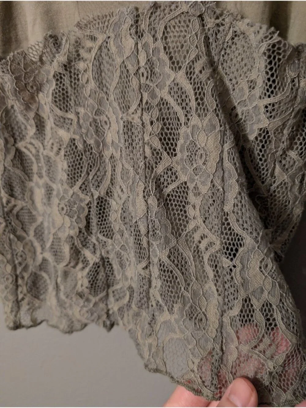 Free People Lace Cropped Tank Top M Green Fairygrunge Button Back Camisole Cami